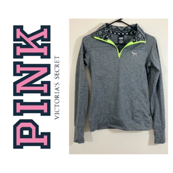 PINK Victoria's Secret Tops - PINK Victoria's Secret Partial Zip Top Gray XS
